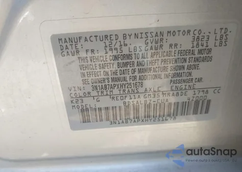 2017 Nissan Sentra S from USA, damaged, VIN 3N1AB7APXHY251678